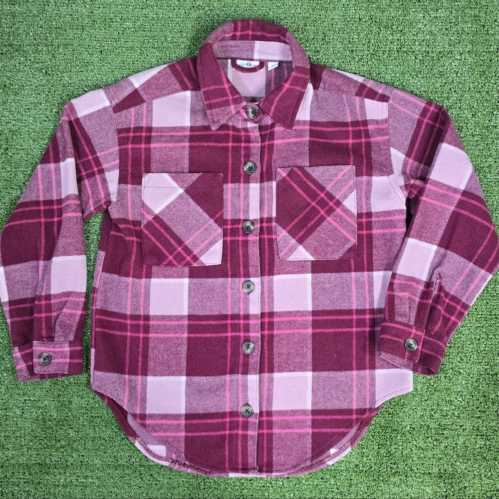 Sugar & Jade Girls Size L 12\14 Wool Blend Sugar Plum Plaid Button Down Jacket